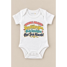 Babylimon Dedemle Anlaştık Ben Güleceğim, O Da İstediğim Her Şeyi Baskılı Bebek Zıbını Beyaz - 930083902 Beyaz