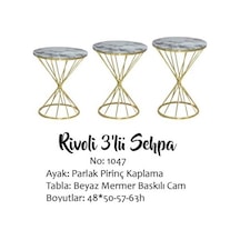 Brc Zigon Rivoli Model Beyaz Mermer Renk Tabla Metal Transmisyon Gold Kaplama Ayak El Yapım