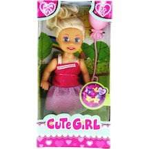 Cute Girl Pembe Balonlu Sarışın Mini Bebek