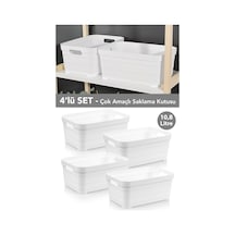 4 Adet Dekoratif Piramit Saklama Kutusu - Dolap İçi Düzenleyici Organizer Kutu 10,8 Litre Beyaz Beyaz