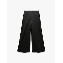 Koton Normal Bel Geniş Paça Saten Pantolon Siyah 7wak40188uw