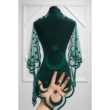 Azra Kına Yeşil Ayyıldızlı Asker Damat Omuz Örtüsü, Sağdıç Kına Omuz Örtüsü, Kına Örtüsü, Damat Örtüsü Şalı, Söz Nişan Düğün Kına Gecesi Örtüsü