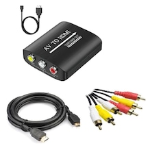 4379 Rca Av To Hdmi Çevirici 3rca Dönüştürücü Adaptör 1080p + Hdmi Kablo + Rca Kablo