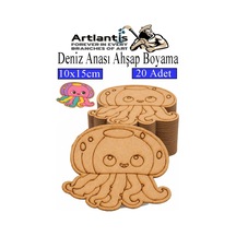 Ahşap Boyama Deniz Canlıları 20 Adet 10x15cm Boyama Figürü Etkinlik Çoçuk Gelişim Motor Beceri Kreş Anasınıfı Mavi