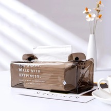 Beyaz Şeffaf Pvc Dikdörtgen Doku Kutusu İskandinav Kutu Mendil Dispenseri Yatak Odası Mutfak Masaüstü Kağıt Peçete Tutucu Organizatör Ev Dekor