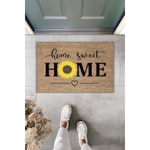Rugmood Modern Dijital Baskı Paspas - Home Sweet Home Papatya - Kapı Önü Paspası 70x45cm Kahverengi