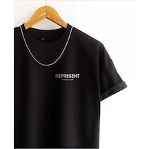 Flood Of Style Erkek Siyah Premium Represent Baskılı Oversize Bisiklet Yaka Kısa Kollu Tişört