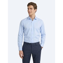 Kip Açık Mavi Düz Regular Fit Uzun Dokuma Casual %100 Pamuk Gömlek