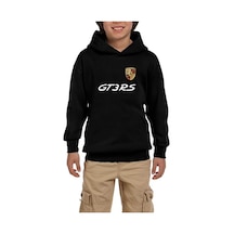Zepplin Giyim Porsche GT3RS Siyah Çocuk Kapşonlu Sweatshirt Siyah