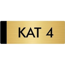 Metal Yönlendirme Levhası, Departman Kapı Isimliği Kat 4 10x20 Cm Altın Renk