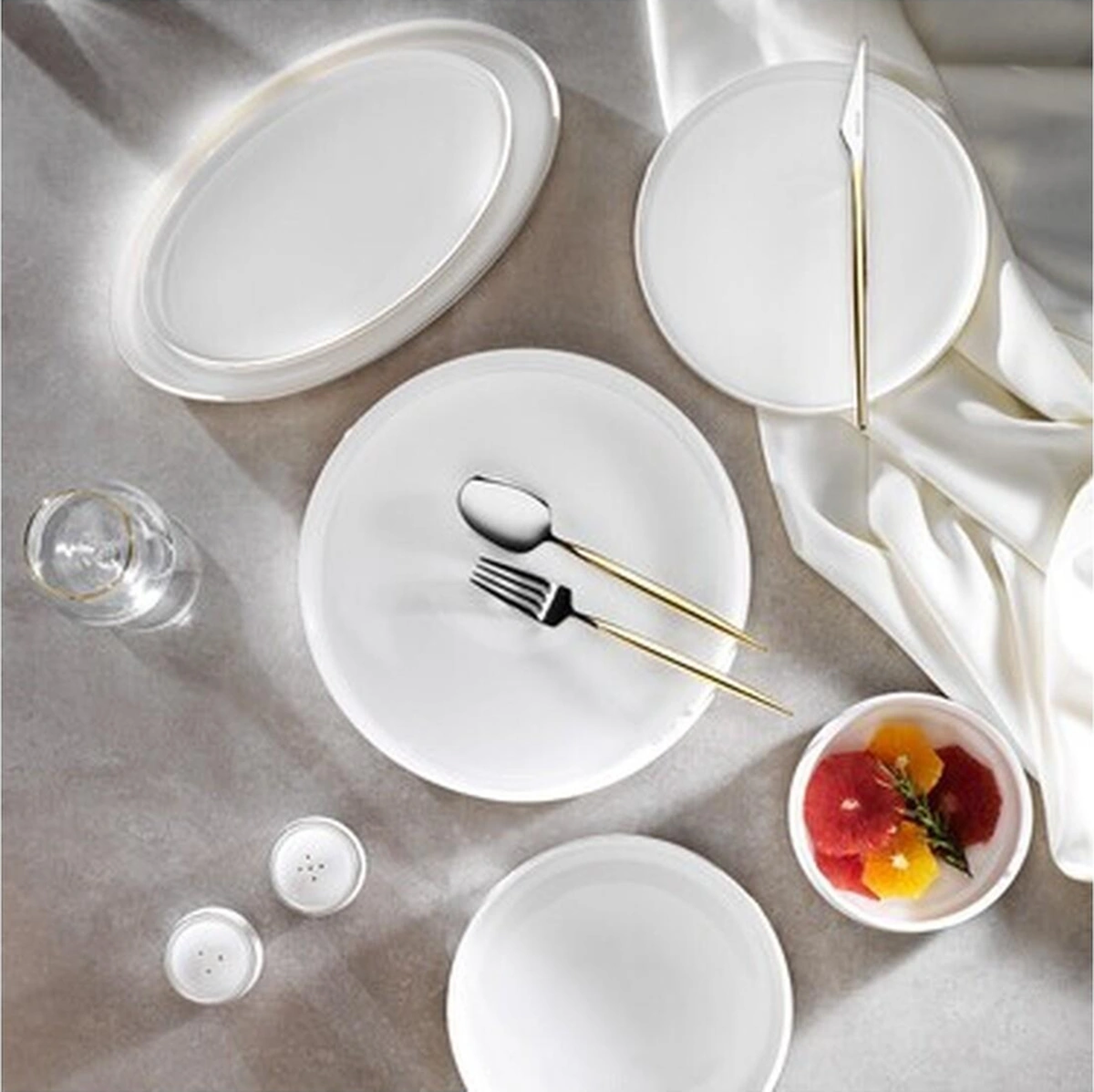Schafer Superfine Bone Lumiere Yemek Takımı 56 Parça-gold Süt Beyazı