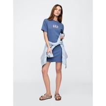 Gap V-frch Logo Tee Dress Kadın Elbise-8147 Beyaz