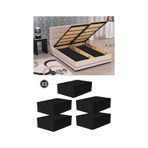 5 Adet Çekyat Baza Tipi Hurç - Baza Altı Büyük Boy Saklama Hurcu Siyah 64 X 45 X 22 Cm Nefes Alabile Diğer