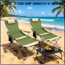 Uyguna-yakala Haki 2 Adet Şezlong Kamp Sandalyesi Ve Masa Seti-tab.368 Çok Renkli