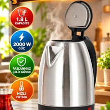 Paslanmaz Çelik Kettle 1.8 L 2000 W Su Isıtıcı Inox