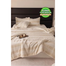 Evlen Home Çift Taraflı Kişilik Kürk Yorgan Dolgulu Peluş Yumuşak Wellsoft Yatak Örtüsü 3 Parça Set Aura Krem