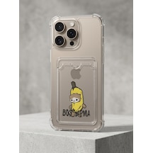 İphone 16 Pro Max Boş Yapma Muz Detaylı Kart Bölmeli Şeffaf Telefon Kılıfı Mh-hs2488-0418
