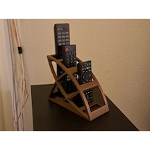 3d Baskı Dört Kumandalık Kavisli Kumanda Standı Modern Yaprak Formlu Kumanda Tutucu Bronz Çok Renkli