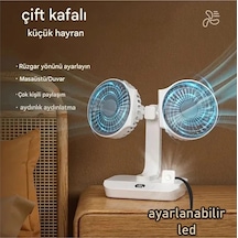Nm-store Masaüstü Dijital Ekranlı Çift Fanlı Led Işıklı Soğutucu Fan Ev Ofis Şarjlı Vantilatör Nm-store Masaüstü Dijital Ekranlı Çift Fanlı Led Işıklı Soğutucu Fan Ev Ofis Şarjlı Vantilatör