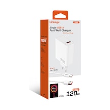 Linkage 12wl 120w Turbo Hızlı Şarj Adaptörü + 1m Usb-a To Type-c Kablo Tek Port Ev & Seyahat Tip