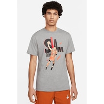 Nike Air Jordan 5 Mens Ss Crew Grafik Baskılı Erkek Tişört Gri