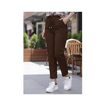 Unika Boutique Kadın Havuç Kesim Bilek Boy Beli Lastikli Kumaş Pantolon Kilo Basen Ölçü İkinci Resim Geçiniz kahve