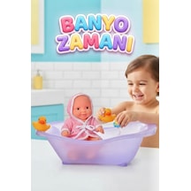 Bebek Banyo Zamanı Oyun Seti 22 Cm Kafası Ve Kolları Et Küvetli Oyuncak Bebek