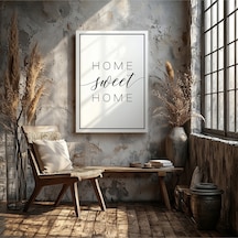 Dekoratif Home Sweet Home Yazılı Kanvas Duvar Tablo