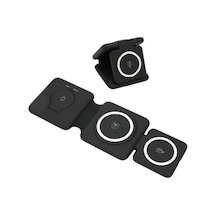 3'lü Kablosuz Şarj Standı Apple Uyumlu iPhone Watch Airpods Android Telefon Hızlı Şarj Katlanabilir