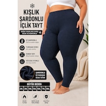 Medament Lacivert Büyük Beden Şardonlu İçlik Tayt Sıcak Ve Konforlu 2xl-8xl