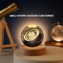 Hubrendy Kargo Satürn Gezegenli Kristal Küre Led Lamba Usb Li Ahşap Standlı Diğer