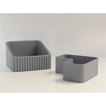 3d Baskı Fıstık Kasesi - Çift Hazneli Kabuk Ayırıcı Sunum Kasesi - Gri Gri