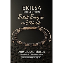 Sertifikalı Eril si Ve Etkinlik Bilekliği Gold Obsidyen T Çok Renkli