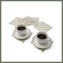 Bezos 6 Lı Dantel Kahve Sunumluğu 15x15 Cm Asorti Desenli Şık Bardak Altlığı Bezos1