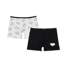 Civil Girls Civil Kız Çocuk Kalp Desenli Kız Çocuk 2'li Boxer Likralı Süprem Okul Kreş Ve Günlük Kullanım Çok Renkli