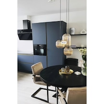 Mylights Bal Camlı 3lü Üçlü Tavan Sarkıt Avize Masaüstü Eskitme Gold Modern Dekoratif Siyah