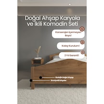 Milano Masif Çam Karyola Ve İki Adet Komodin Seti - Çift Taraflı Başlık Model Karyola Ve Komodin Set