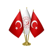 Masa Üstü Aile Bakanlığı Bayrağı Türk Bayrağı Üçlü Pirinç Direk M