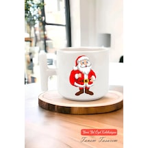 Yeni Yıl Yılbaşı Noel Tasarımlı T Kulp Seramik Kupa 49 Beyaz