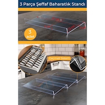 Mienda Home Pleksi Şeffaf 3 Adet Stand Baharatlık Standı Çekmece İçi Düzenleyici Organizer Şeffaf