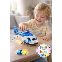 Sesli Ve Işıklı Çek Bırak Die Cast Helikopter - 20 Cm