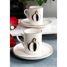Fine Living Elegant Pumpkin 4 Parça 2 Kişilik Kahve Fincanı 93 Ml Siyah-Beyaz