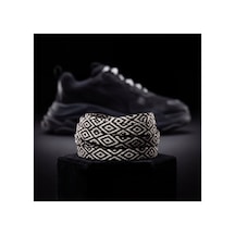 Last İcon Siyah Beyaz Zikzak Desenli Yassı Ayakkabı Bağcığı Spor Sneaker Uyumlu Siyah & Beyaz