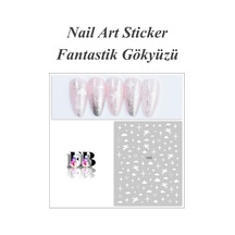 Nail Art Sticker Kendinden Yapışkanlı, Tırnak Süsleme, Tırnak Dövmesi Stikır 1322 Beyaz-1322