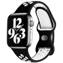 Wozlo iOS Uyumlu Watch 1, 2, 3, 4, 5, 6, 7, 8, Se Nike Serisi Kordon M-l Beden 42/44/45mm - Siyah Beyaz