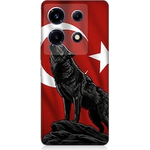 İnfinix Note 30 Vip Uyumlu Ay Yıldızlı Uluyan Kurt Desenli Silikon Kılıf Çok Renkli