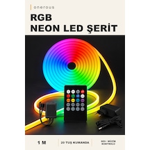 Onerous 1 M Rgb Neon Led Şerit, Müzik Kontrollü, 20 Tuş Kumandalı