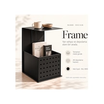 Frame Metal Yan Sehpa Modern Tasarım Depolama Hazneli Yan Sehpa Siyah - 935176377 Siyah