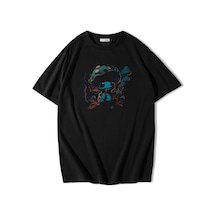 Brz Collection Unisex Oversize Mushroom Smoking Forest T-shirt-siyah Siyah