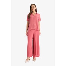 Defacto Culotte Geniş Paça Krinkıl Viskon Kapri C9565ax25smbr275 Bordo